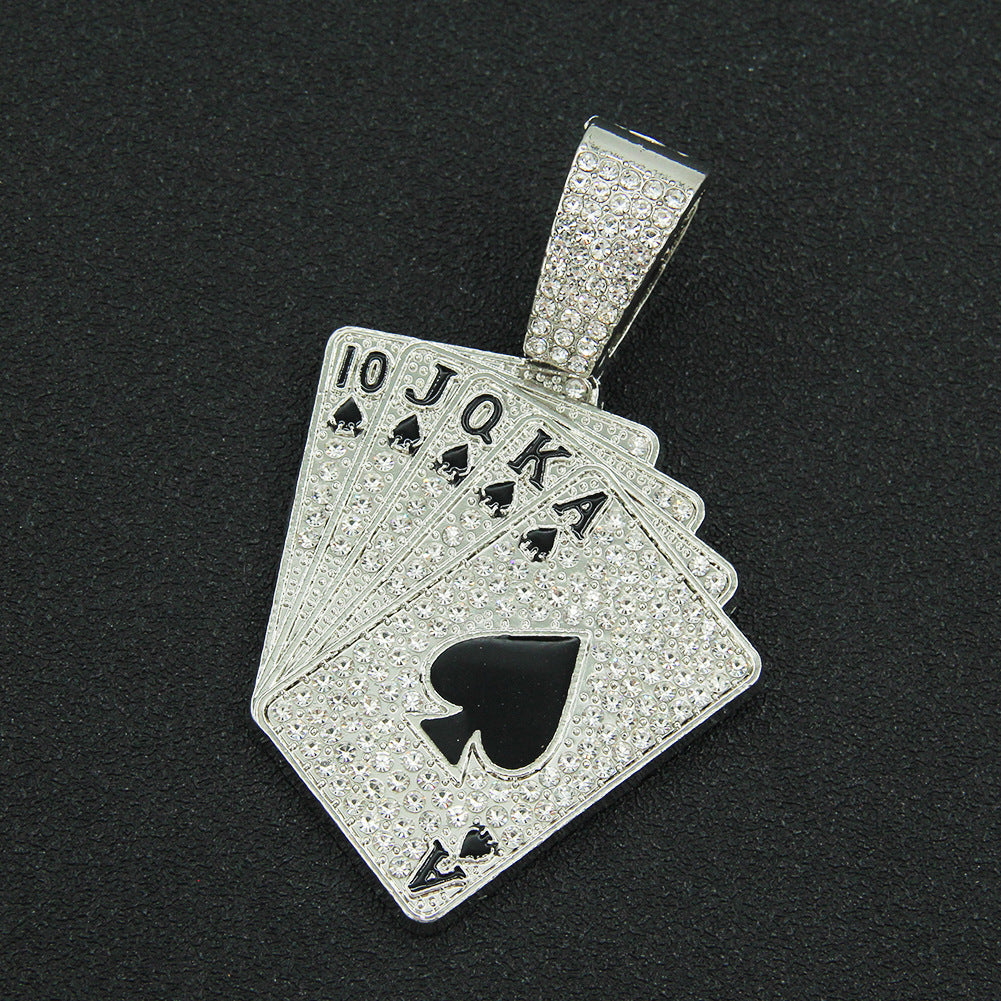 Accessoires de pendentif de poker personnalisés, colliers Hip Hop