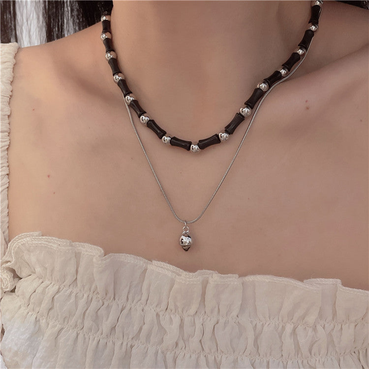 Pendentif fait à la main pour femme, Niche rétro, colliers de clavicule en bambou