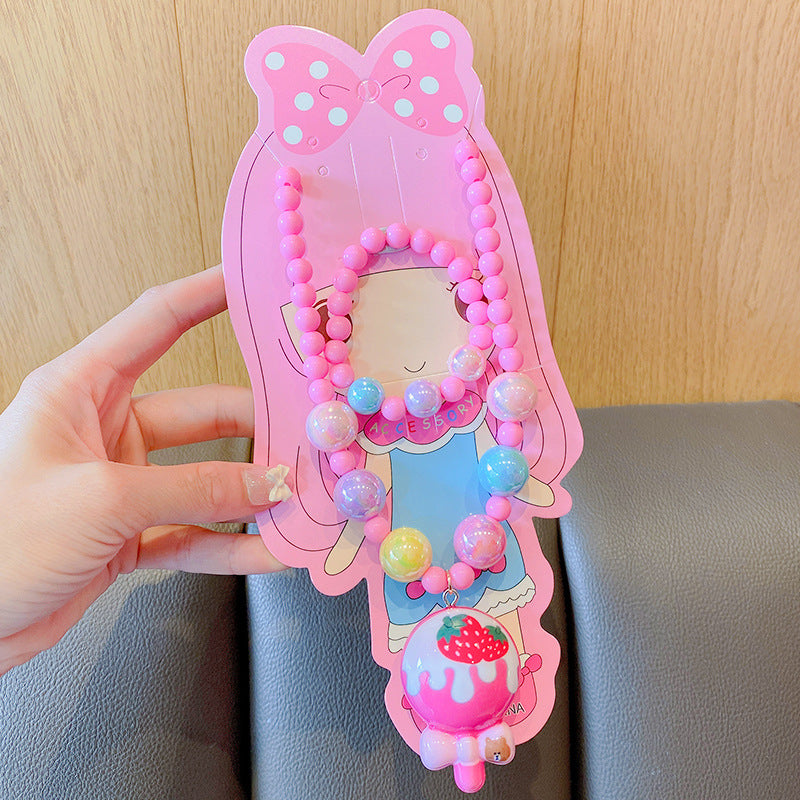 Costume à pince d'oreille Belle rose pour enfants, petits colliers de princesse