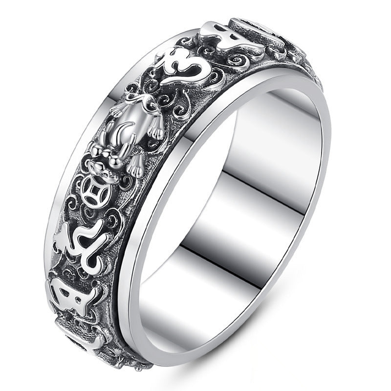 Damen & Herren & Sterling Silber Pi Trendy Mantra Rotation Ringe