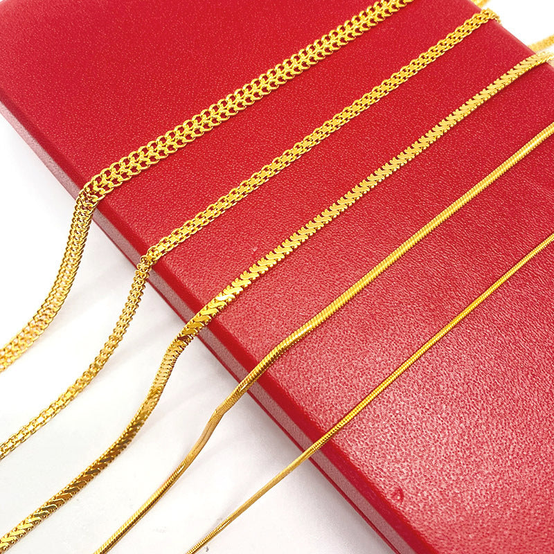 Gold Plated Snake Bones Chain Simple Choker Necklaces