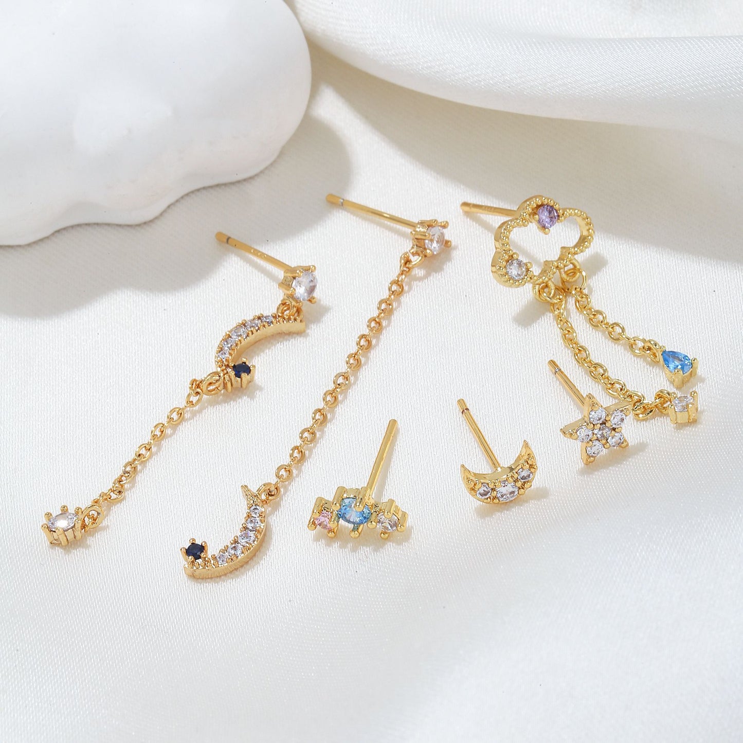 Suit Sier Needle Super Flash Zircon Tassel For Earrings