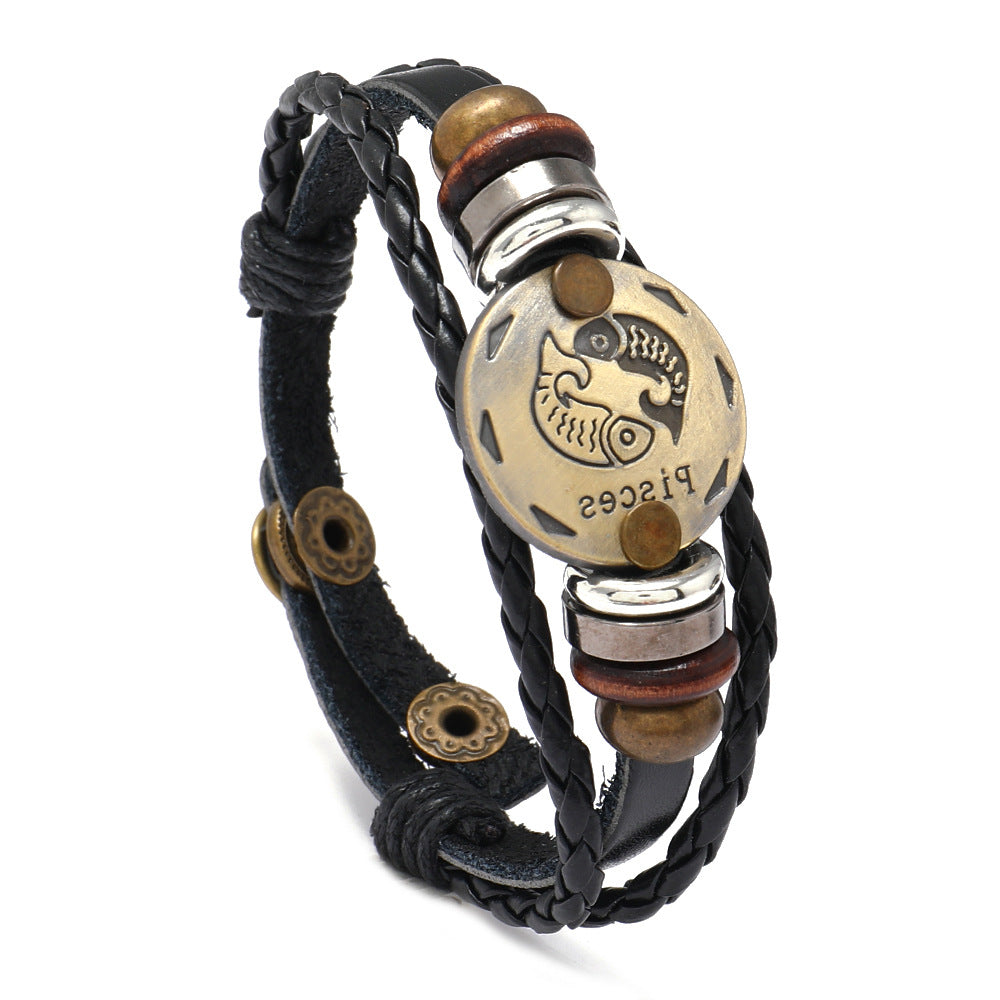 Constellation Cattle Leather Birthday Gift Adjustable Size Bracelets