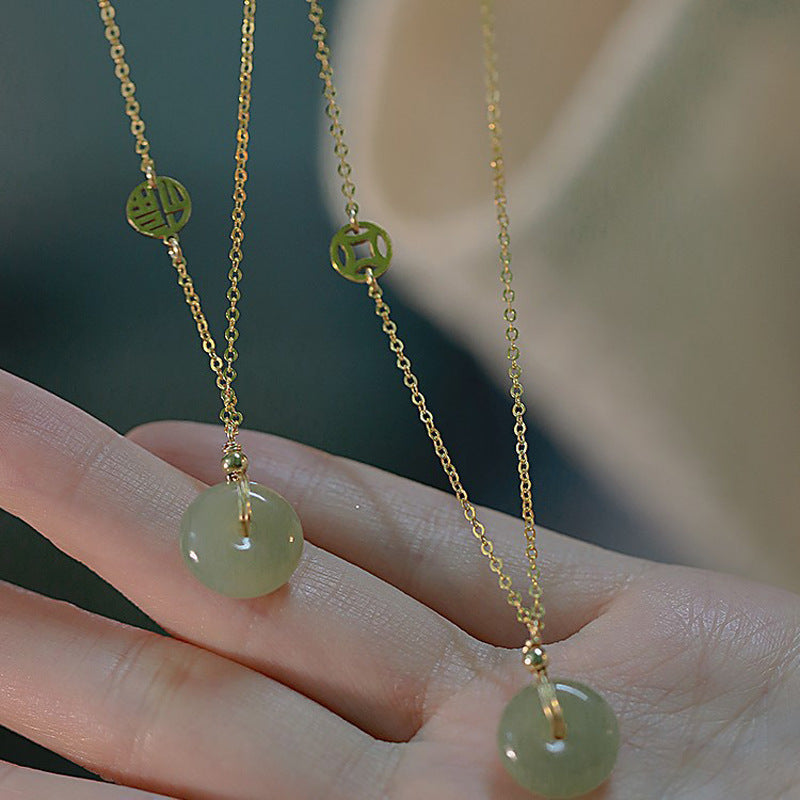Buckle Temperament National Style Design Sense Jasper Clavicle Necklaces