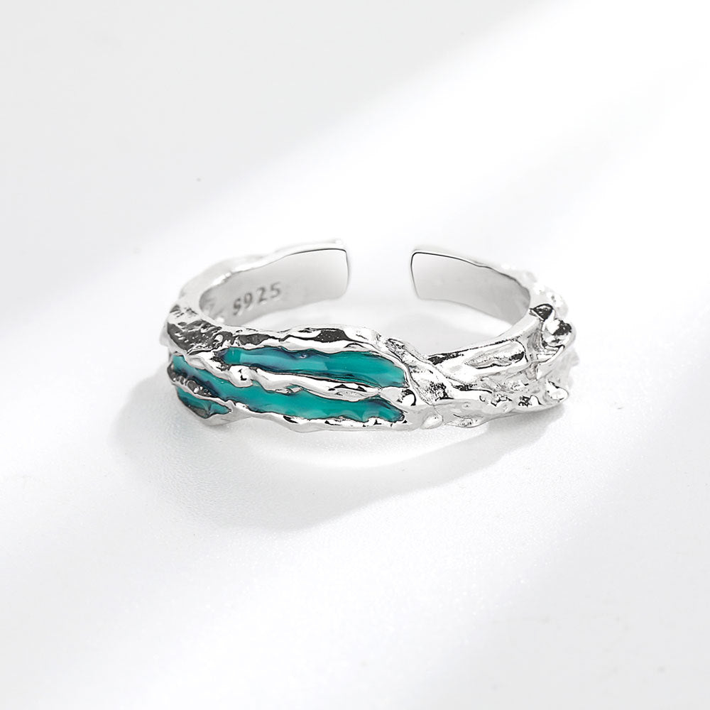 Dark Green Epoxy Female Light Luxury Rings