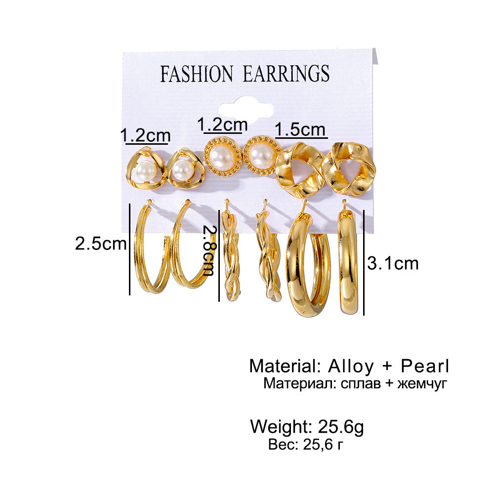 Women's Geometric Circle And Pearl Butterfly Exaggerated Earrings