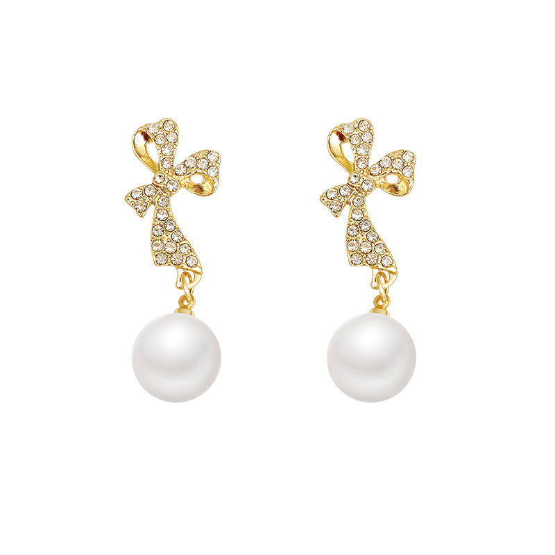 Boucles d'oreilles femme avec nœud en strass raffiné à l'aiguille Sier