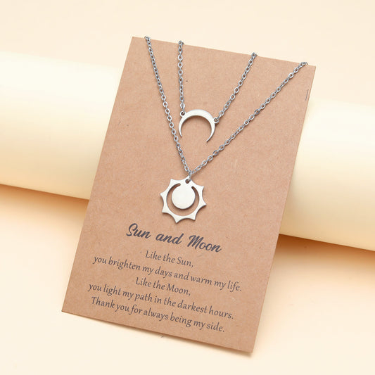Sun And Moon Pendant Handmade Clavicle Necklaces