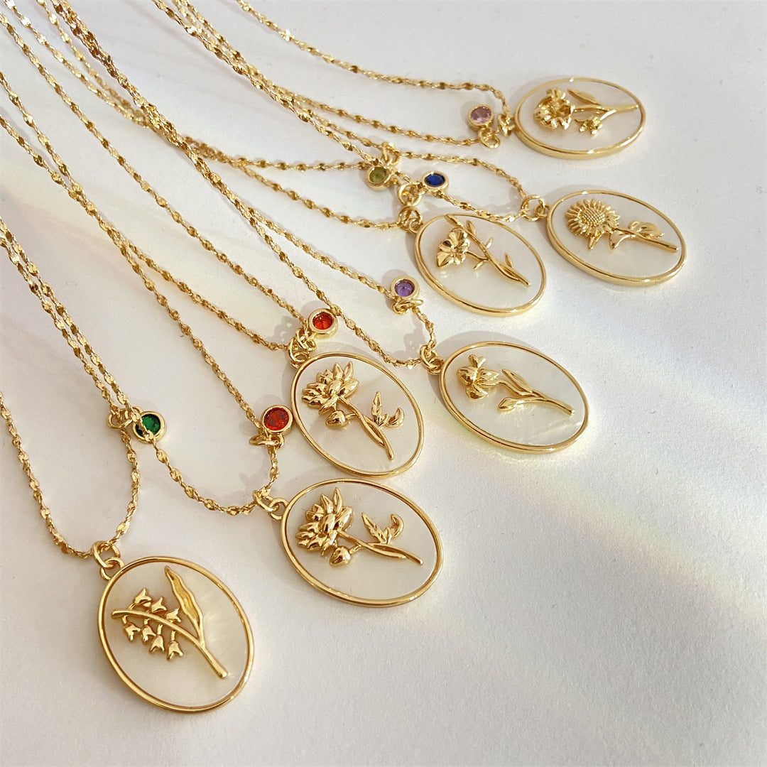 Colliers à pendentif en coquillage ovale tridimensionnel, fleur de décembre pour cheveux