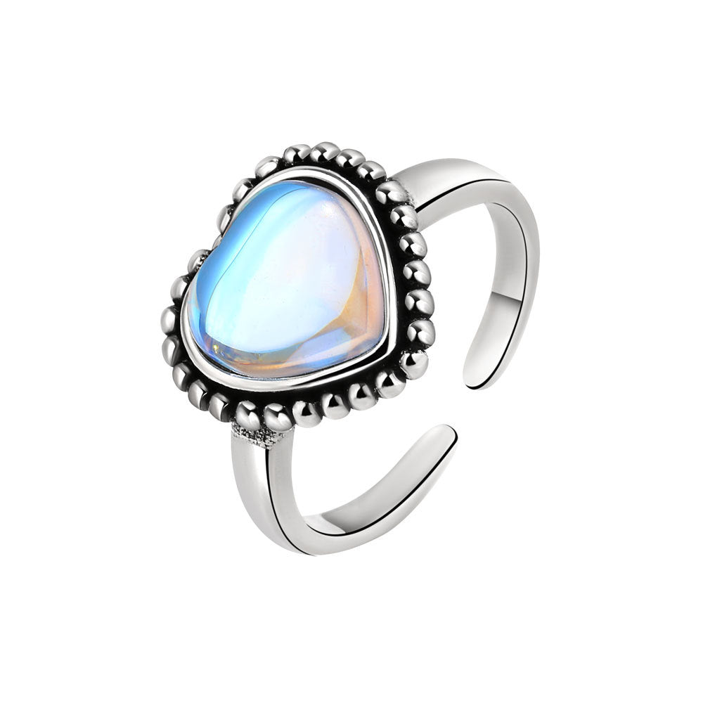 Offene Retro-Ringe aus weißem Moonlight Love-Metall