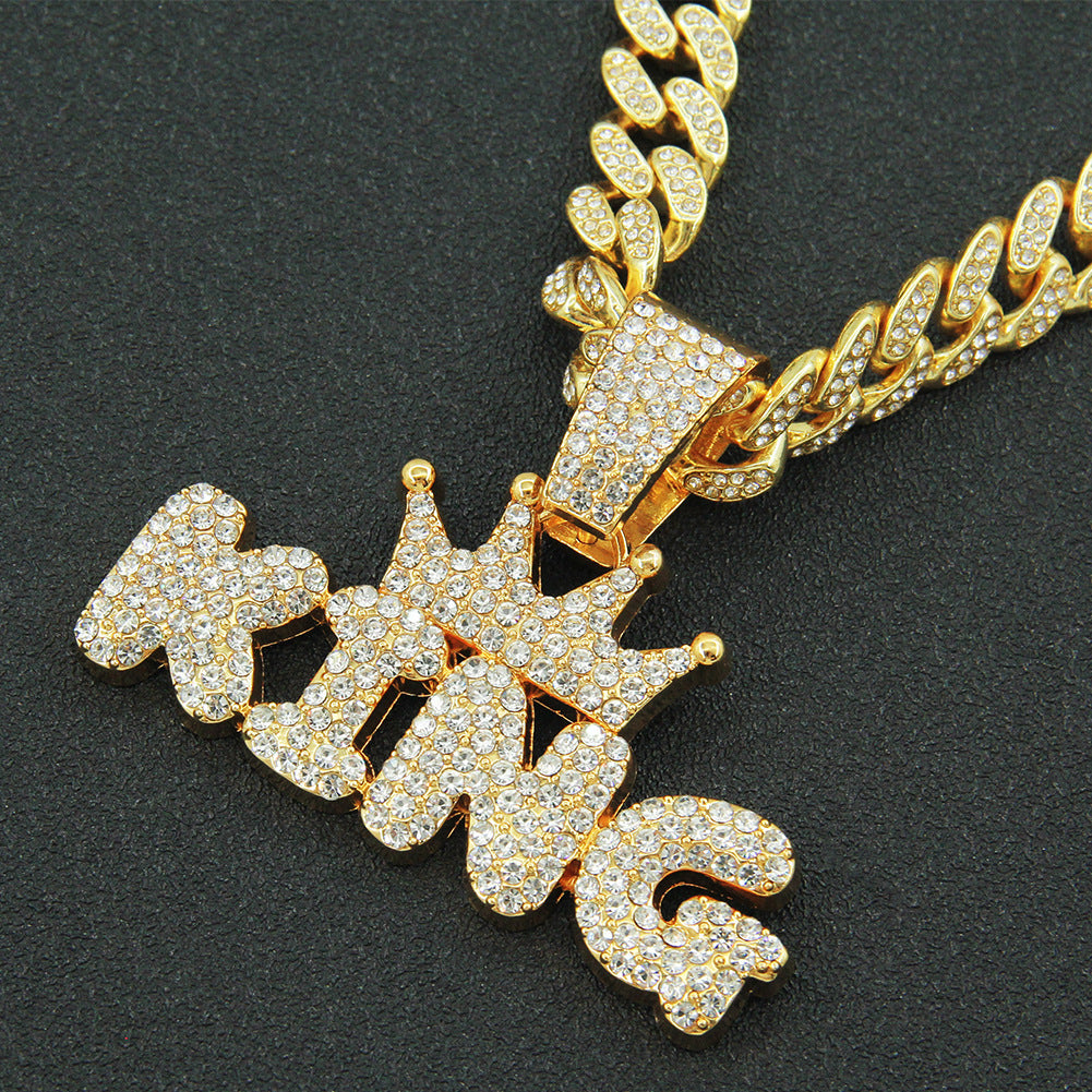 Letter Pendant Male Cuban Link Chain Necklaces