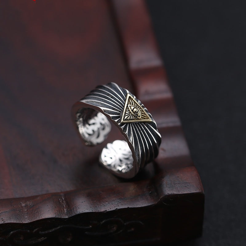 Women's & Men's & Chiba Thai Sier Trendy Retro Handmade And Eye Of Rings