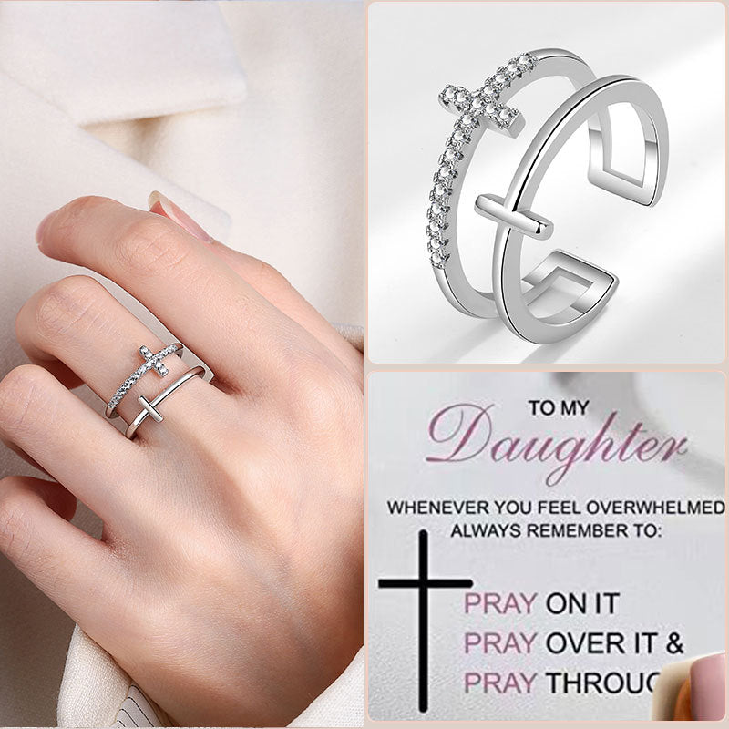 Layer Cross Female Stylish Glossy Opening Rings