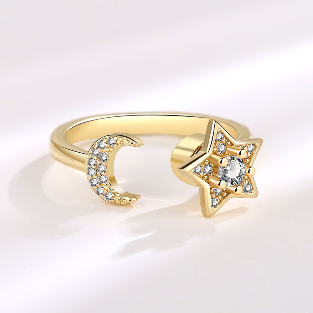 Fashion Star Moon Ethnic Style Rotating Index Finger Rings