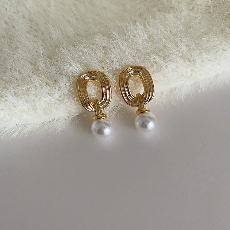 Women's French Retro Tigereye Metal For Niche Design Simple Earrings