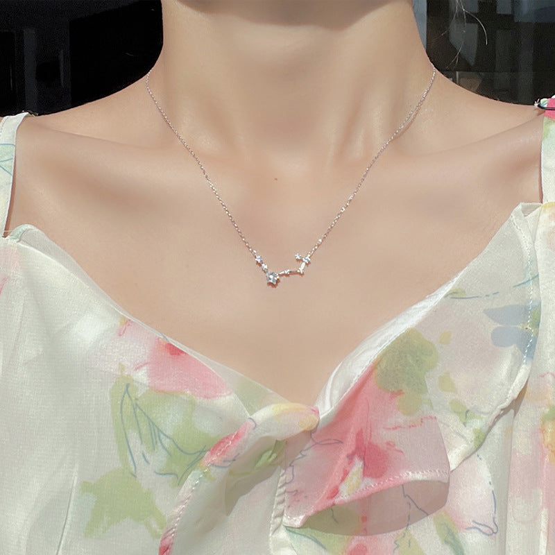 Colliers en chaîne de clavicule sauvage de tempérament féminin de grande ourse en argent sterling
