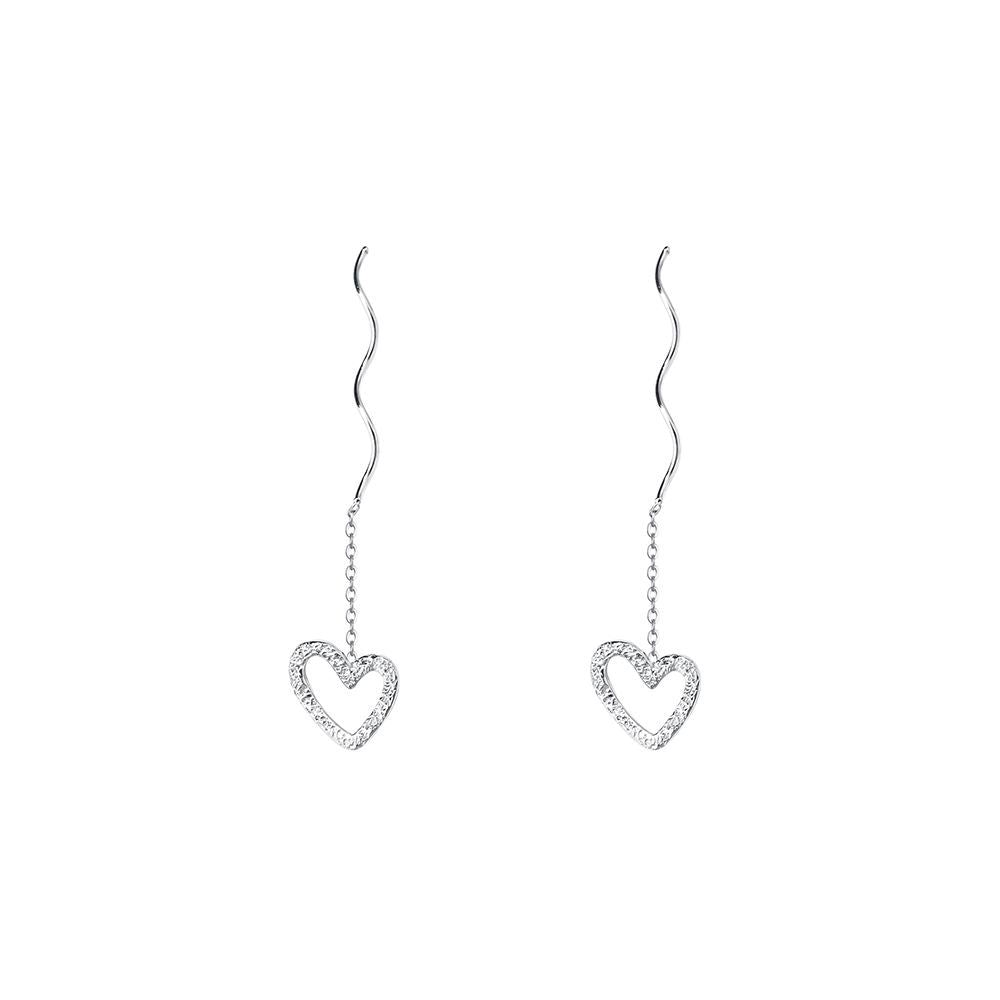 Women's Pure Sier Heart Tassel For Temperamental Earrings