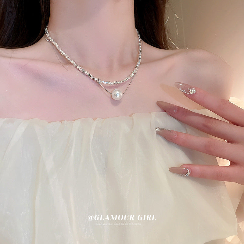 Colliers de clavicule simples de mode de luxe abordable de perle de Sier pour femmes