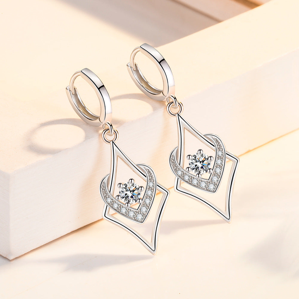 Women's Slouchy Drop-shaped Eardrops Inlaid Love Earrings