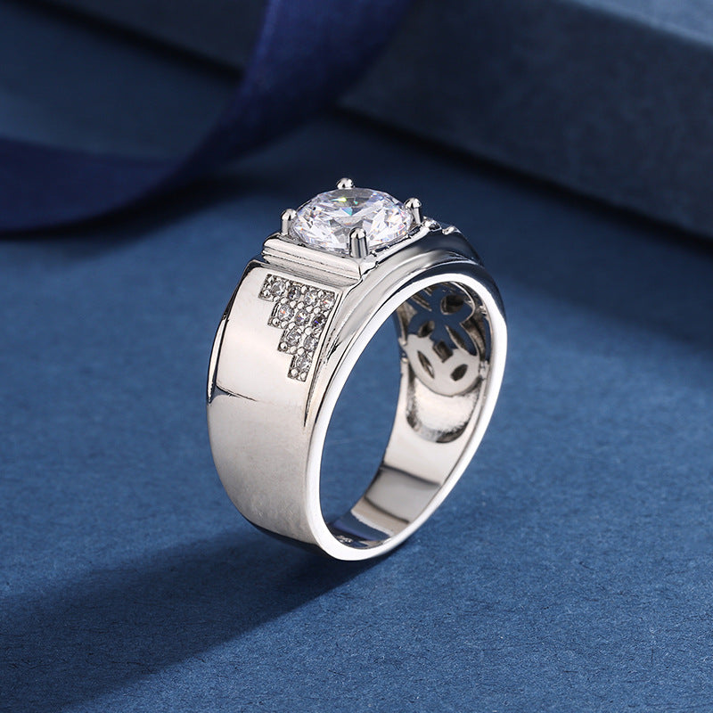 Men's Korean Luxury Full Diamond Closed Mouth Rings