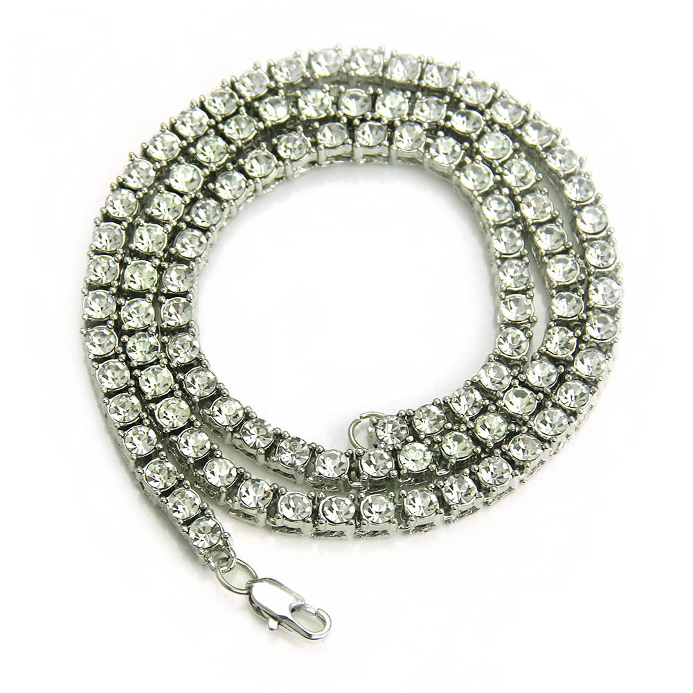 Men's Gang Drill Alloy Rhinestone Single Row Diamond Necklaces