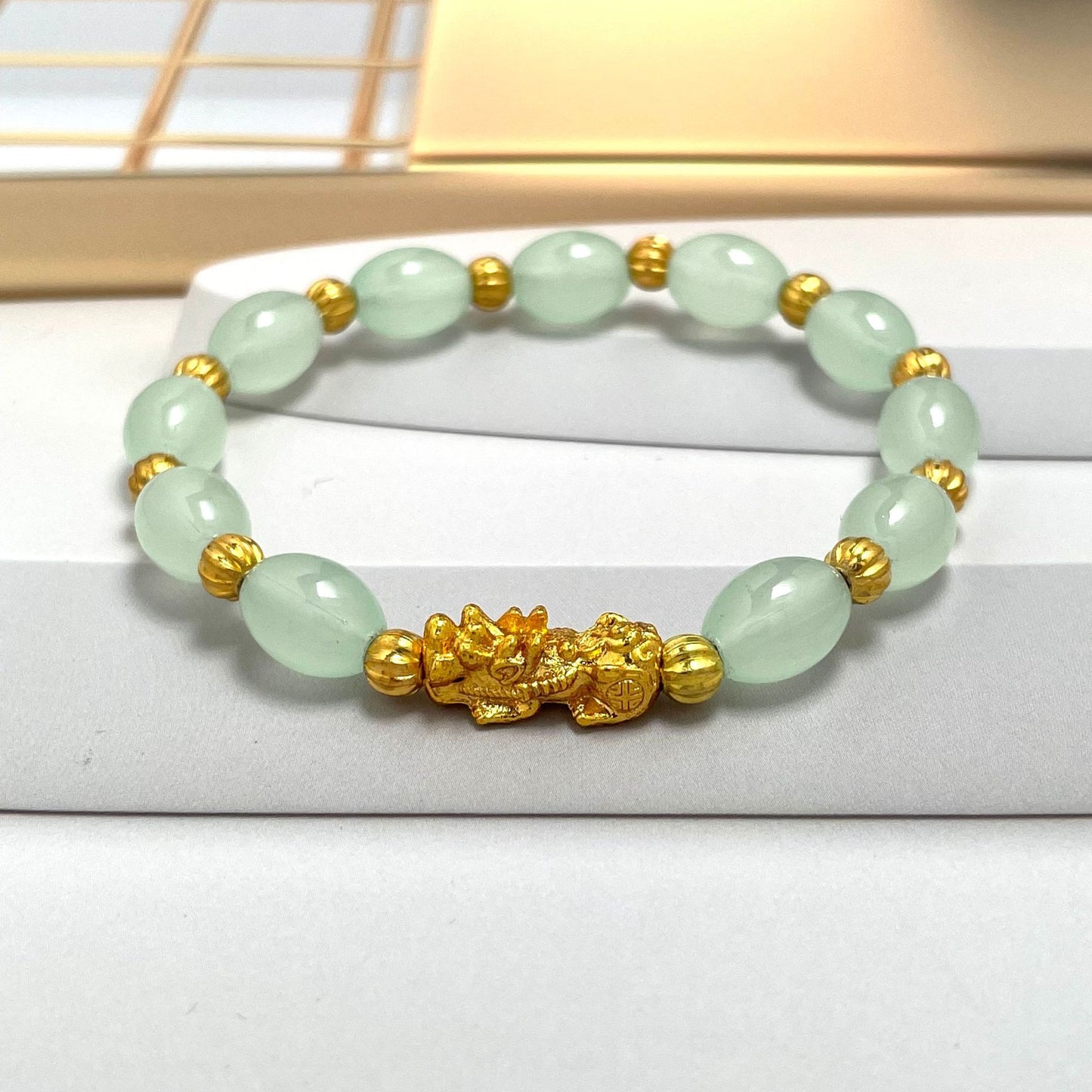 Women's Imitation Jade Agate Oval Alluvial Money Drawing Pi National Bracelet