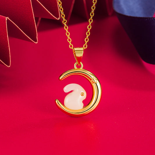 Colliers avec pendentif étoile, lune et lapin pour femmes, à la mode