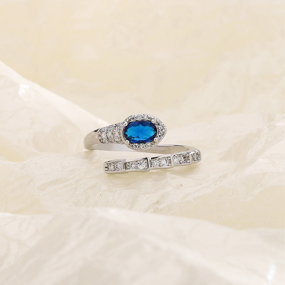 Affordable Luxury Style Red And Blue Diamond Simulated Snakes Rings