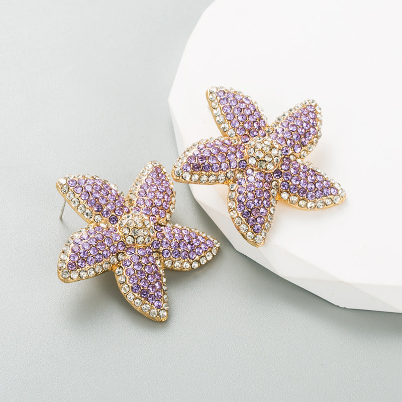 Women's Trend Creative Starfish Alloy Plating With Colored Rings