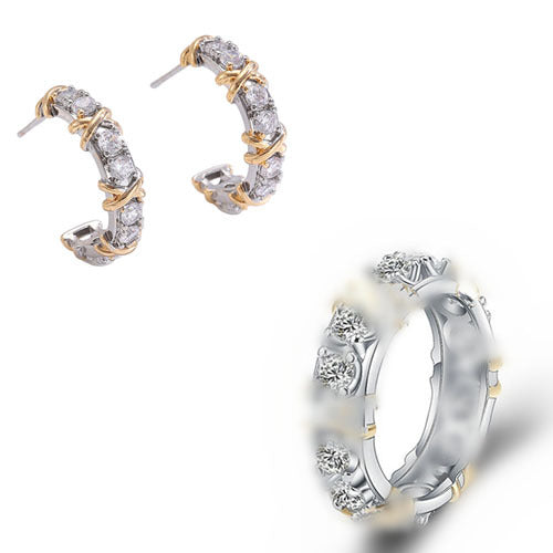 Women's Two-color Niche Index Finger High-grade Fashion Earrings