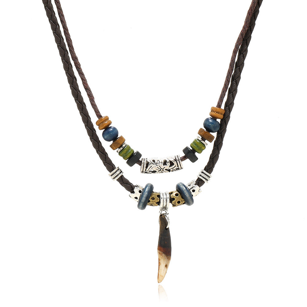 Colliers avec pendentif ornement de style ethnique pour hommes, éléments rétro