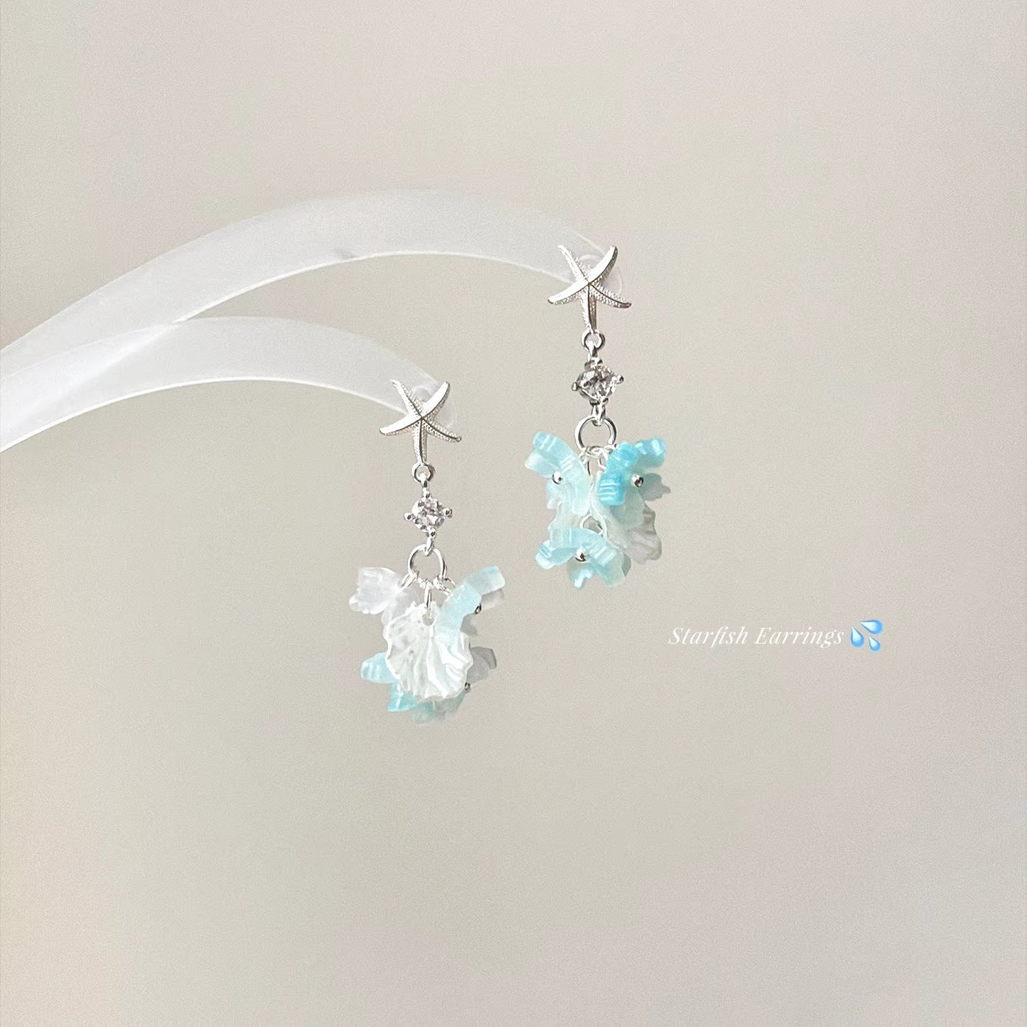 Starfish Shell Petal Vacation Style Gentle Temperament White Stud Earrings