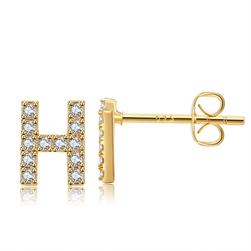 Women's Trend Small Alphabet Letter Brass Gold Earrings