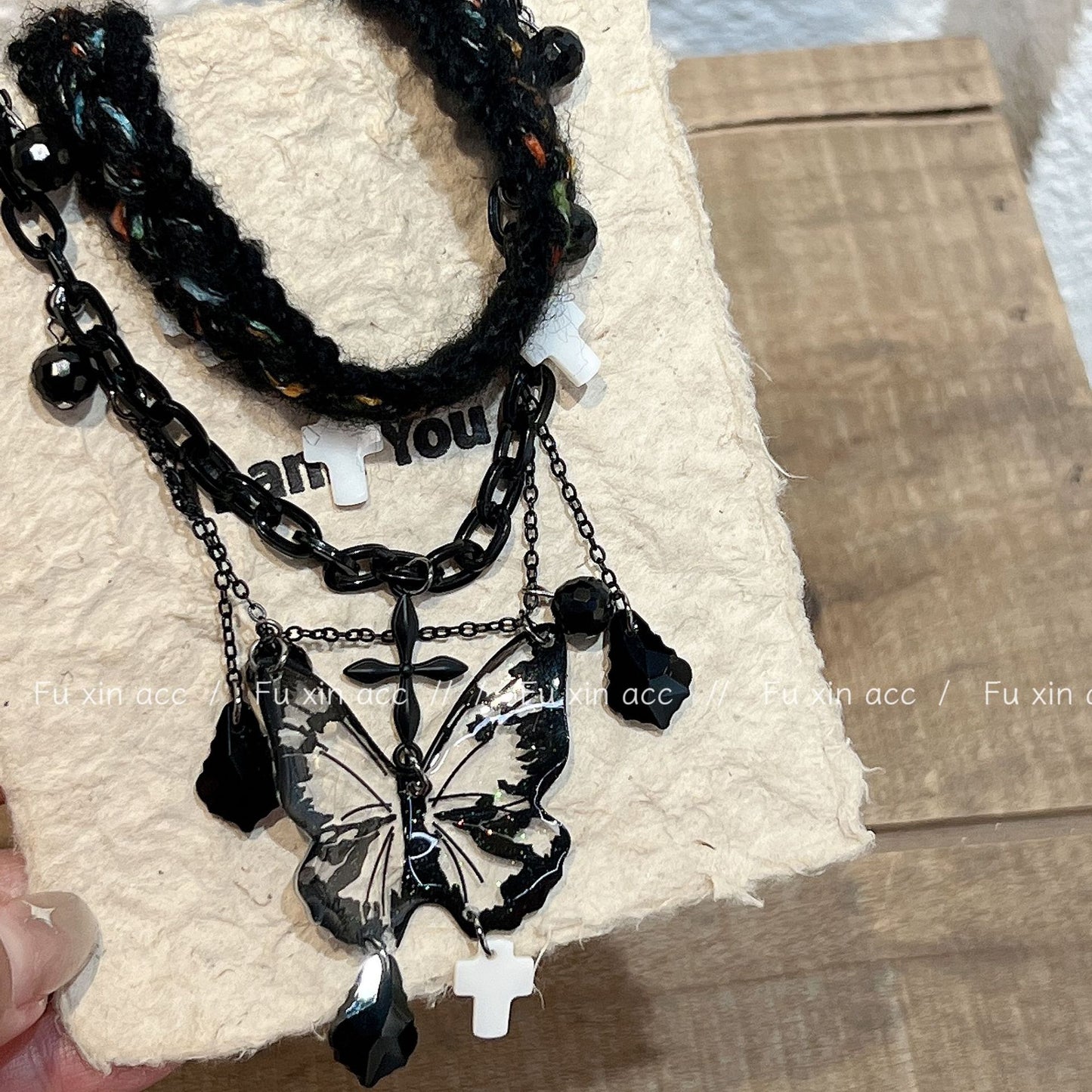 Hand-woven Dark Butterfly Niche Advanced Black Diamond Necklaces