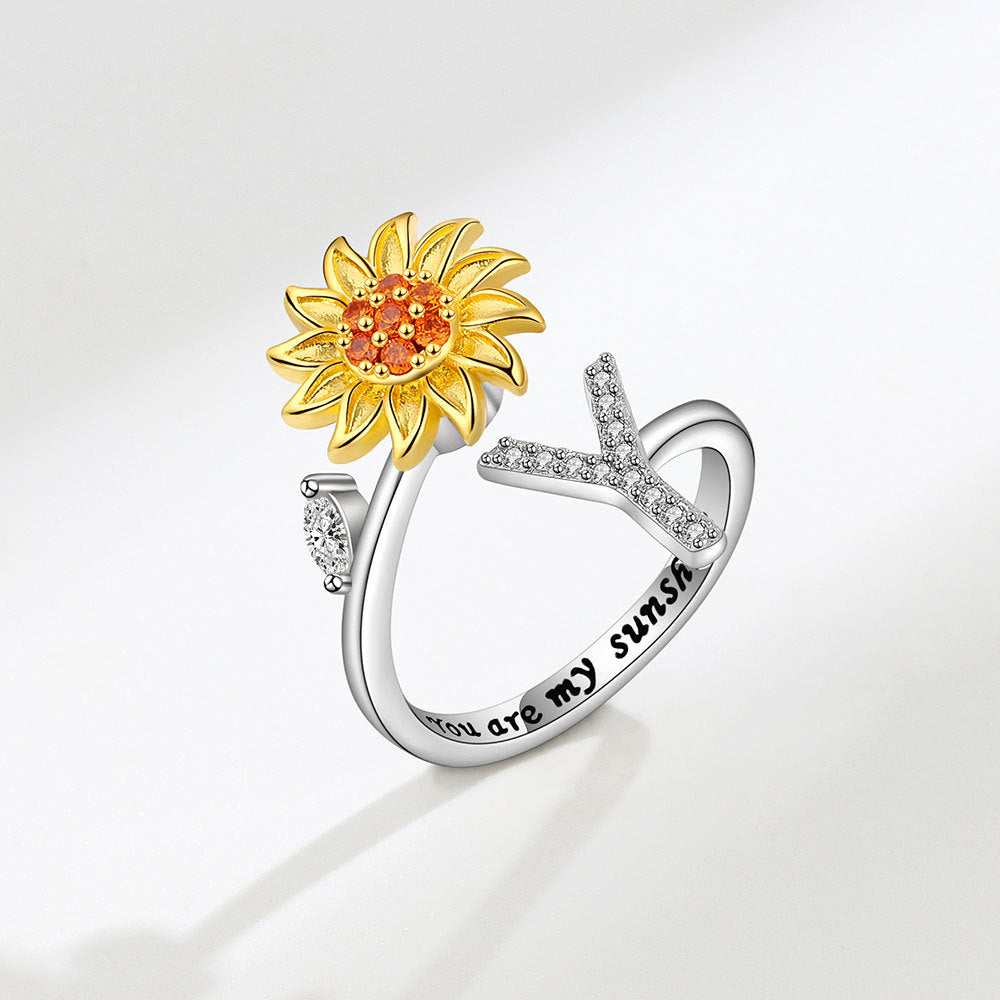 Sunflower Spinning Adjustable Letter Rotating Decompression Rings