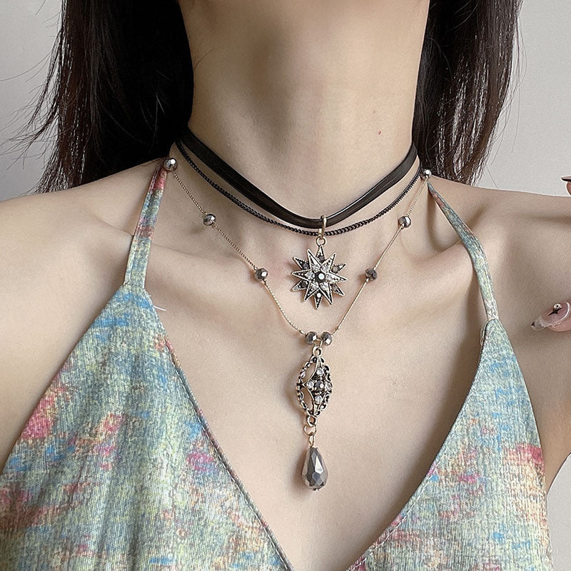 Collar Long Chain Pendant Vintage Stacked Female Clavicle Necklaces