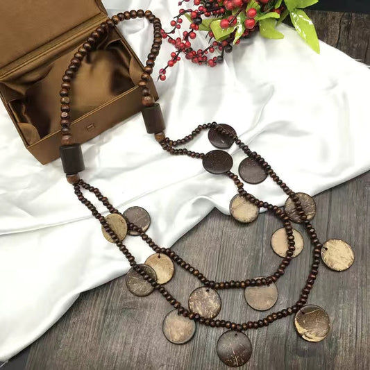 Retro Wood Pullover Scenic Spot Long Necklaces
