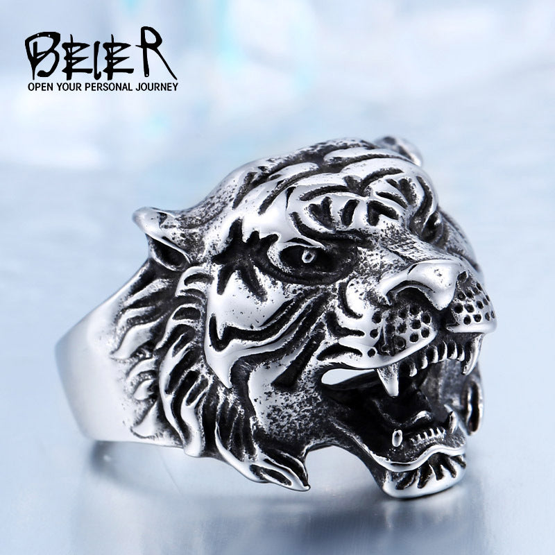 Men's Stainless Steel Vintage Personality Tiger Head Rings