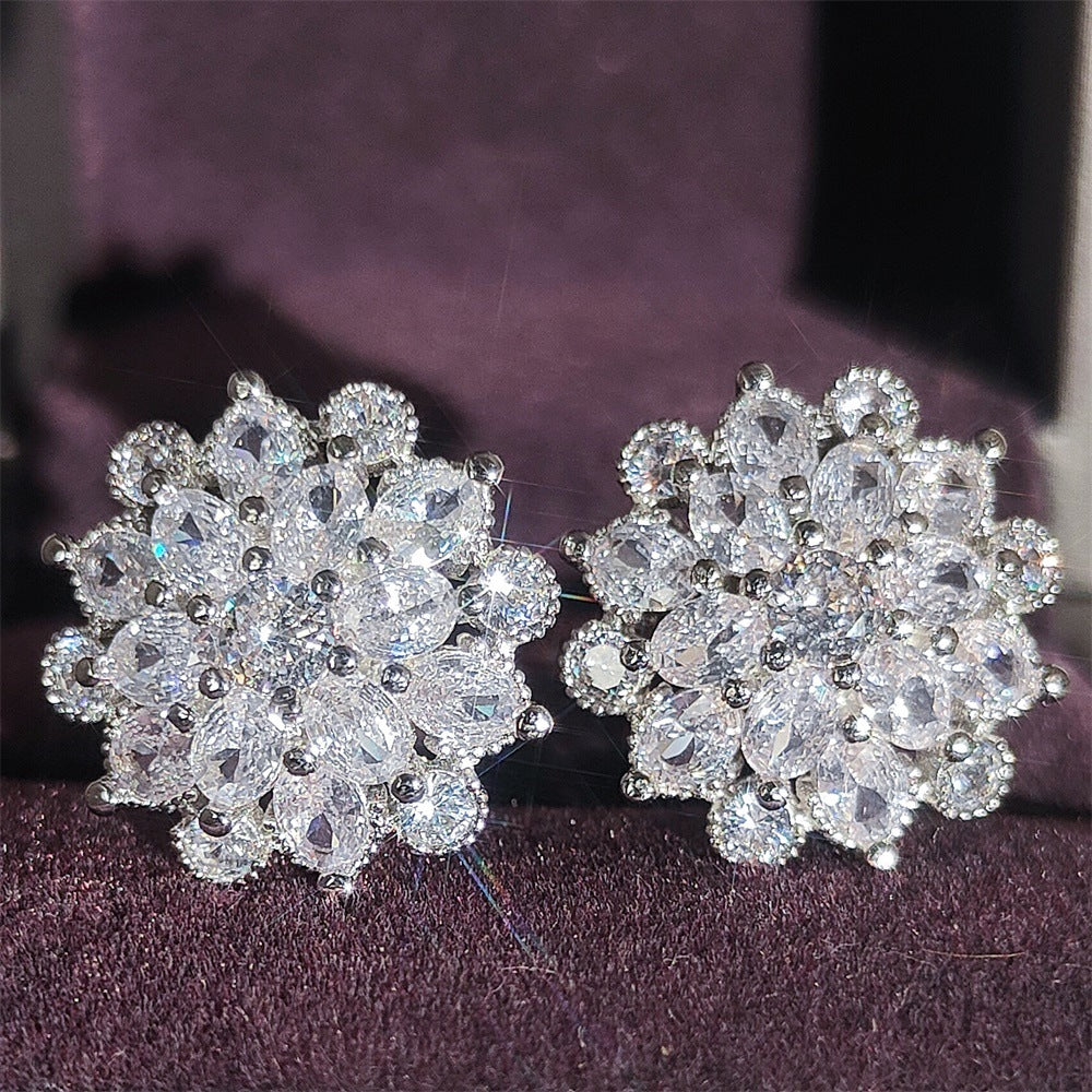 Women's Super Shiny Rhinestone Zircon Flower For Earrings
