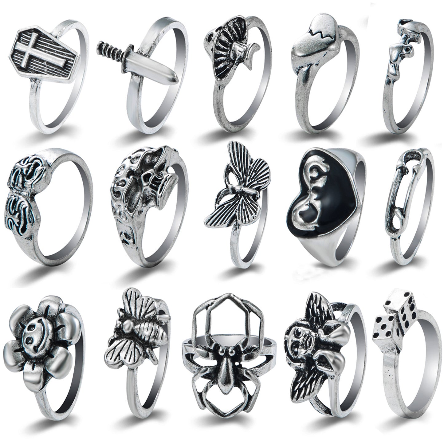 Jewelry Knuckle Retro Exaggerated Gem Combination Rings