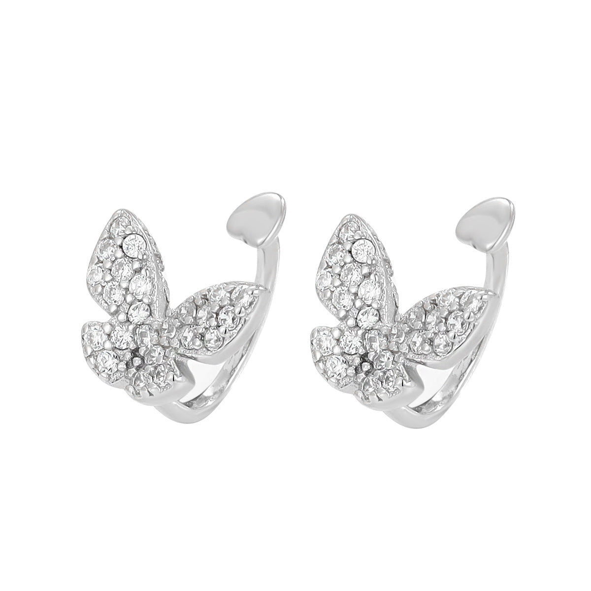 Boucles d'oreilles sans oreilles papillon en argent sterling pour femme