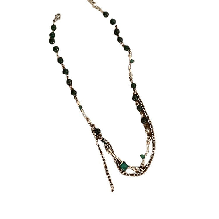 Snake Bones Chain Emerald Beaded Fashion Necklaces