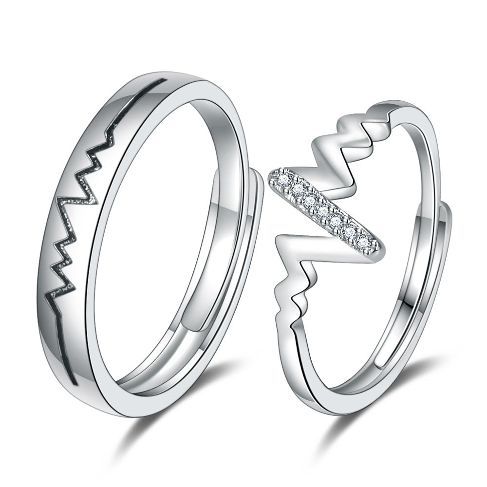 Broadcast Personality Simple Female Zircon Couple Rings