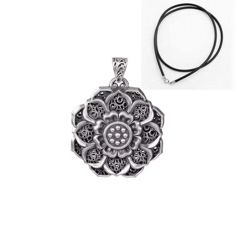 Colliers longs en chaîne de pull Lotus Vajra Pure Sier pour femmes
