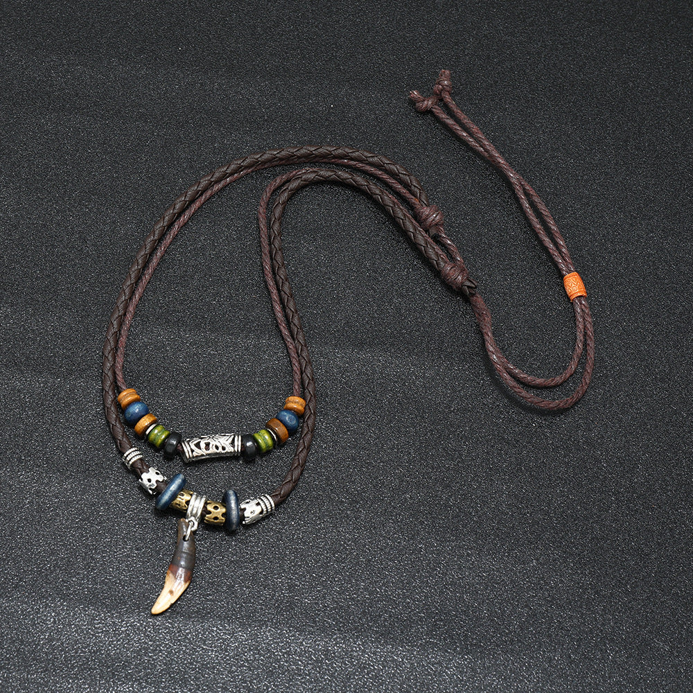 Colliers avec pendentif ornement de style ethnique pour hommes, éléments rétro