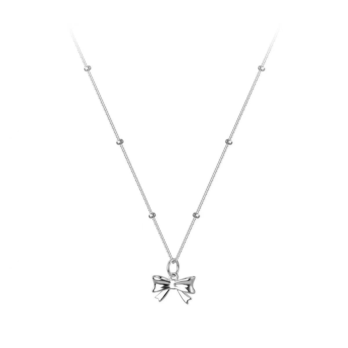 Women's Princess Beads Bow For Simple Fashion Titanium Steel Necklaces
