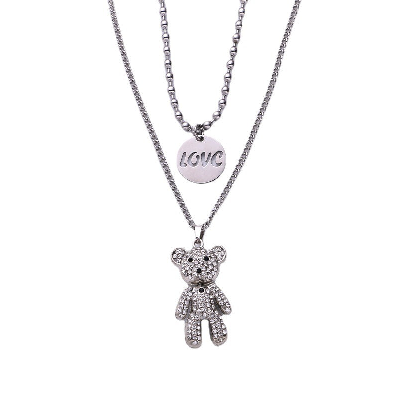 Women's Letter Double Layer Twin Suit Long Necklaces