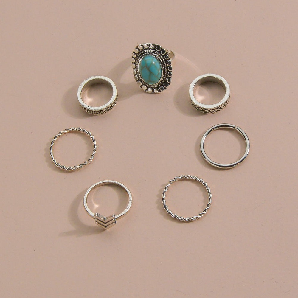 Ensembles de correspondance en alliage de mode turquoise, bagues d'articulation