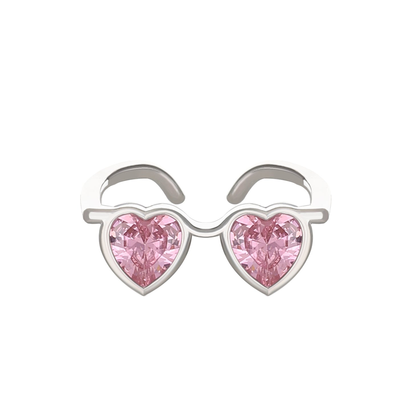 Pink Heart-shaped Glasses Fashion Creative Design Rings