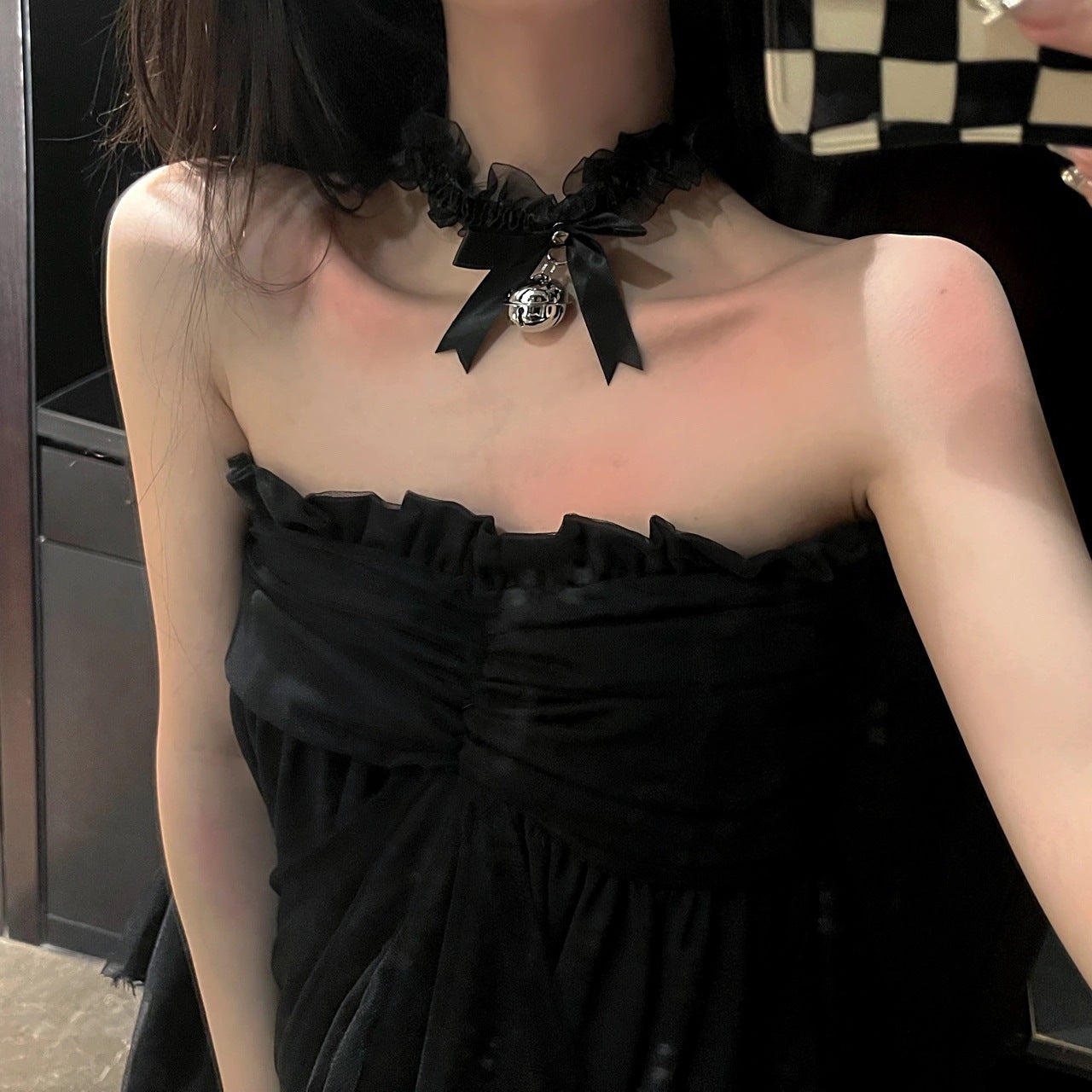 Accessoires de collier de cou pour femme, cloche à nœud en dentelle, colliers de bande